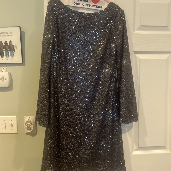 Lauren Ralph Lauren Dark Grey Sequin Dress - Picture 1 of 3